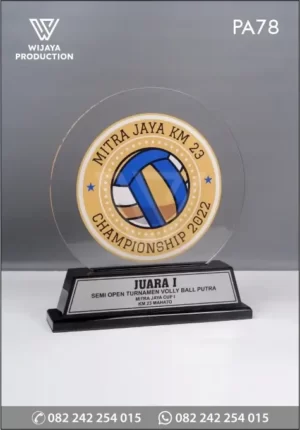 Plakat Akrilik Juara 1 Semi Open Turnamen Volly Ball Putra Mitra Jaya Cup